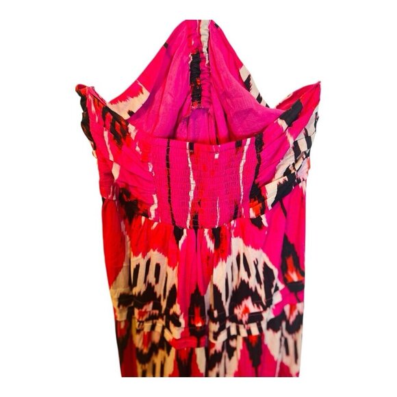 Ro's Garden Denise Halter Tie Gathered Tiered Maxi Dress Medium Pink $295 - Picture 5 of 9